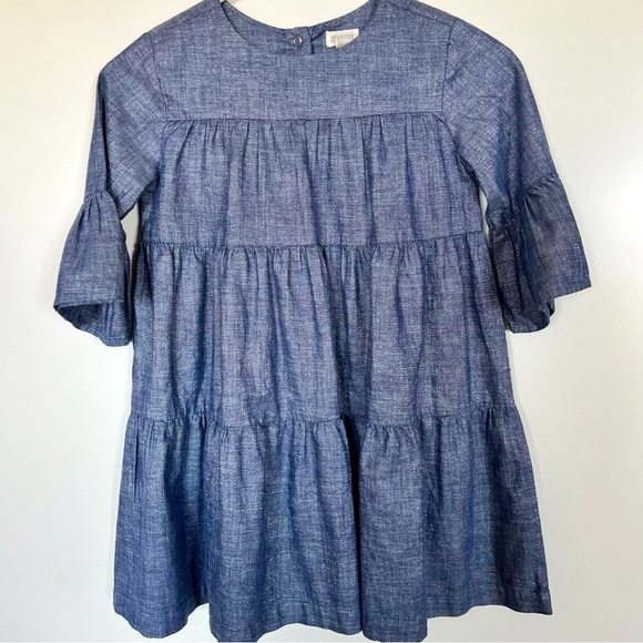 Gymboree Girls Tiered Cotton Chambray Dress Size 6 - Picture 1 of 6